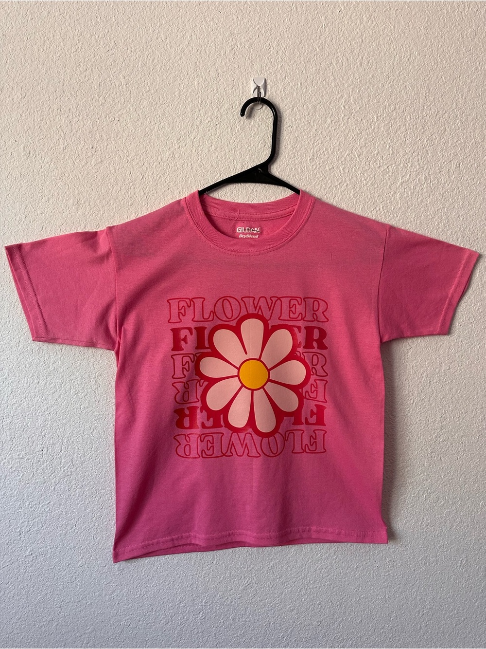 Pink "Flower" Graphic Tee - Youth Medium (10/12) Daisy Retro Shirt